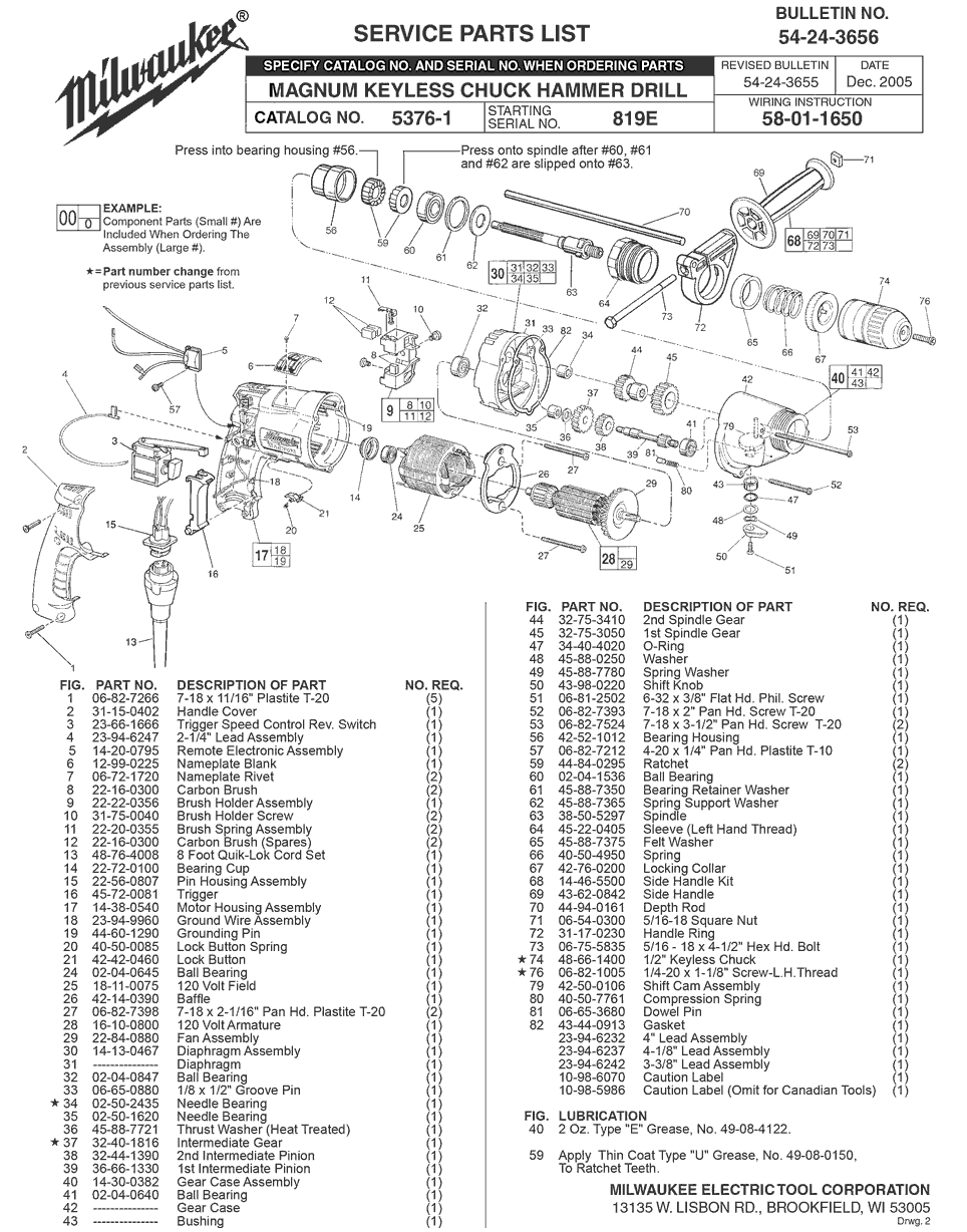 Milwaukee 5376-1 819e Parts - Magnum