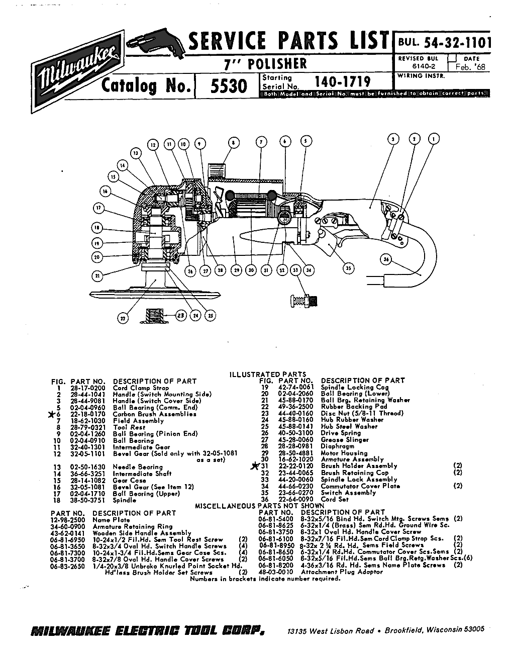 Milwaukee 5530 140-1719 Parts - ?POLISHER