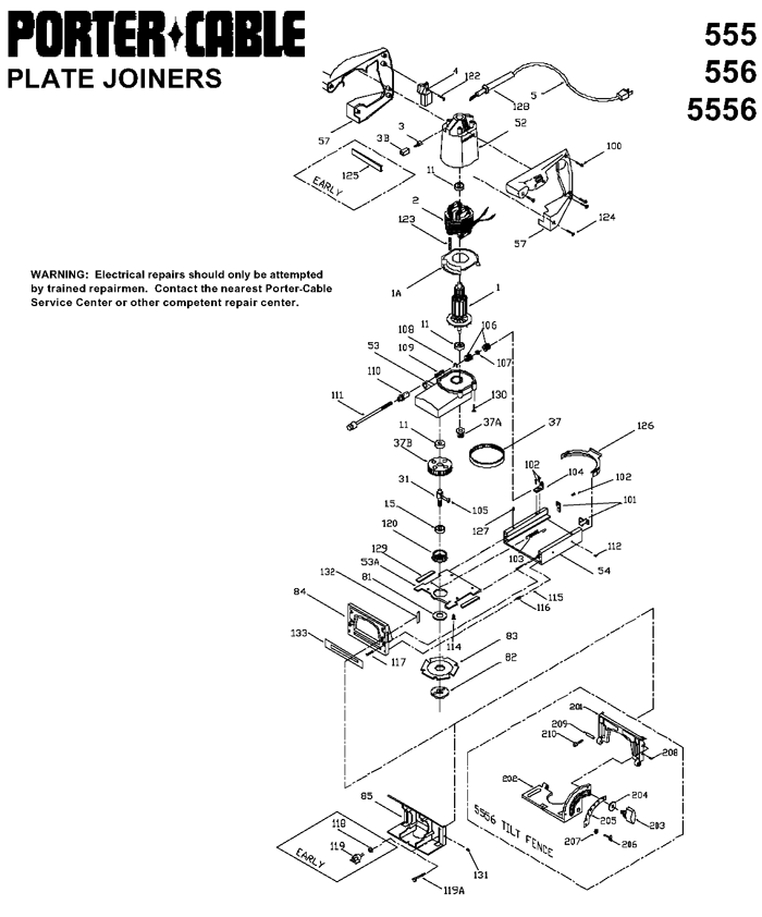 Porter Cable 555 Plate Joiner Parts (Type 1)