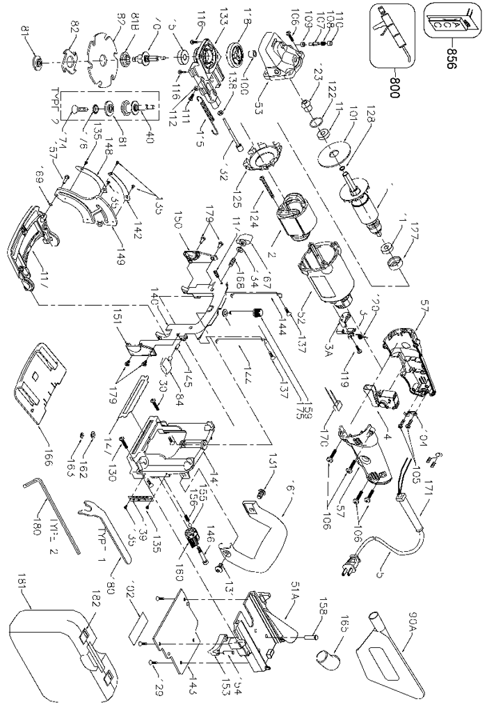 Porter Cable 557 Plate Joiner Kit Parts(Type 3)