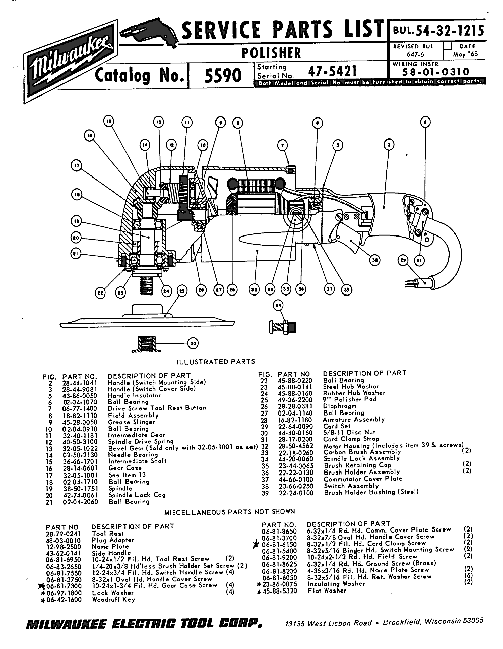 Milwaukee 5590 47-5421 Parts - ?POLISHER