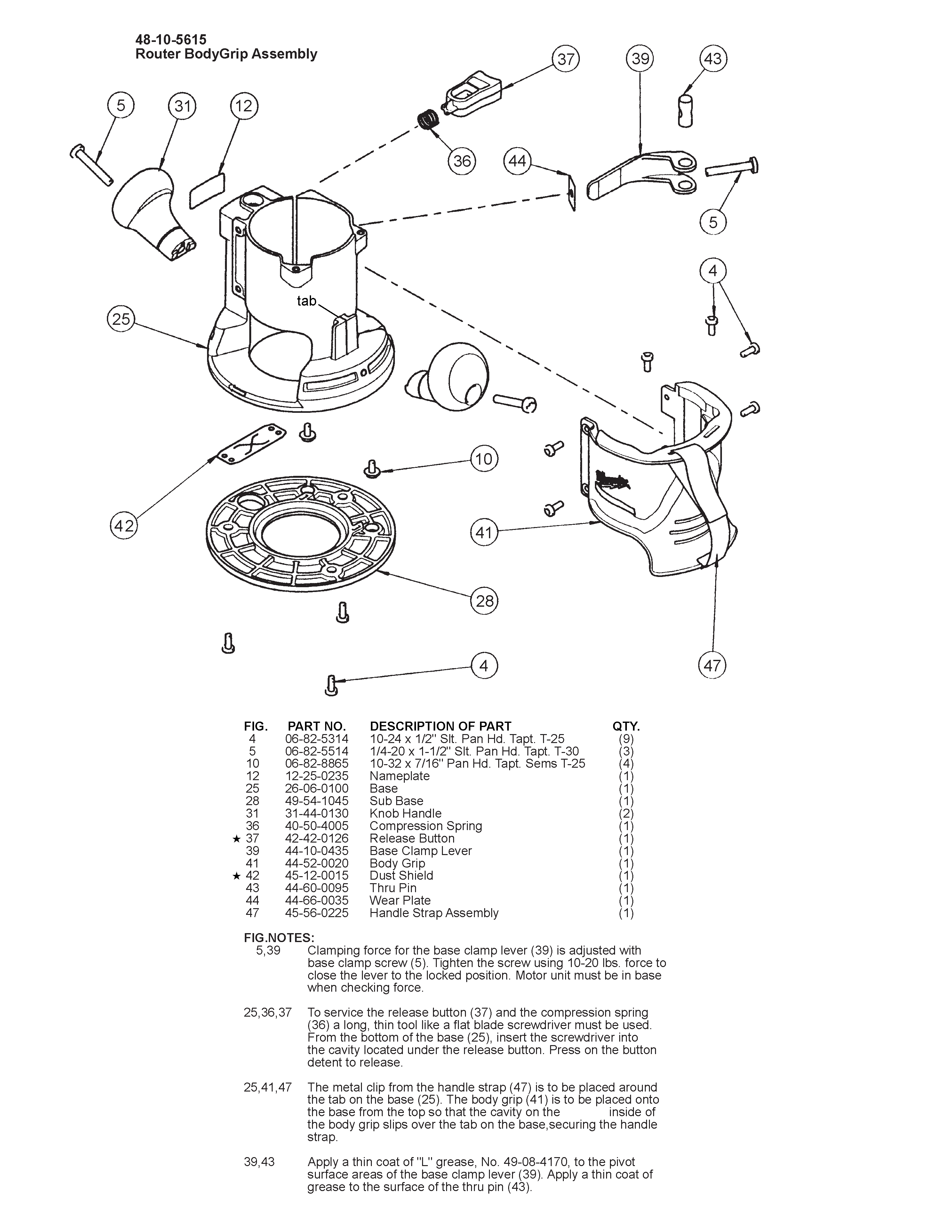 Milwaukee 5615-20 279b Parts - ?1-3/4 H.P. BODY GRIP ROUTER