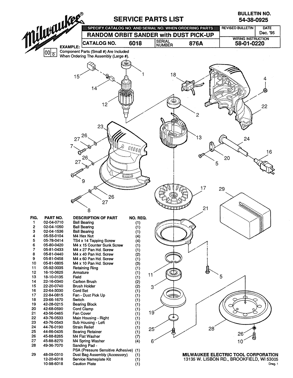 Milwaukee 6018 876a Parts - ?RANDOM ORBIT SANDER with DUST PICK-UP