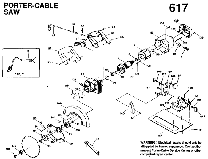 Porter Cable 617 Circular Saw Parts (Type 1)