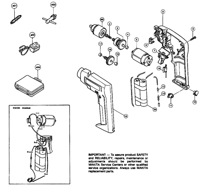 Makita 6170d Parts - 3/8 Cordless Drill