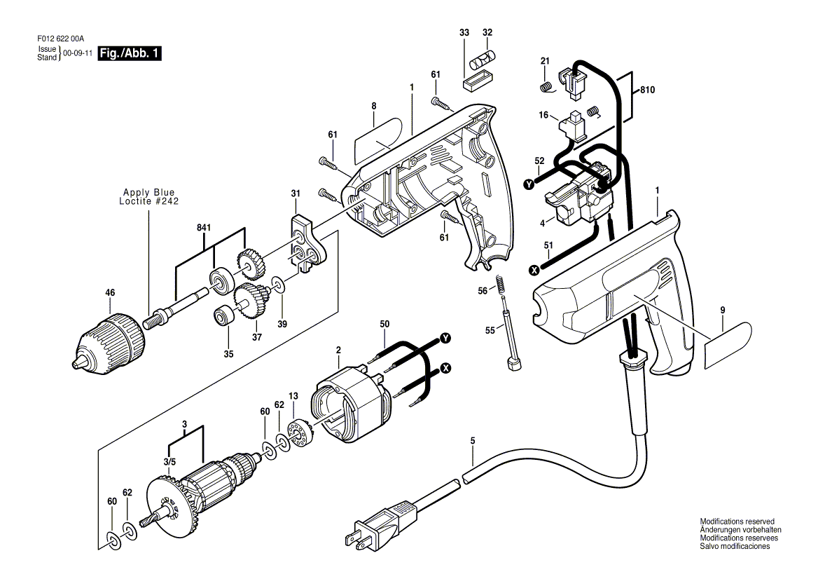 Skil 6220 f01262200a Parts - Drill