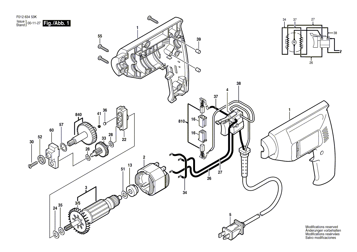 Skil 6345-78 f01263453k Parts - Drill