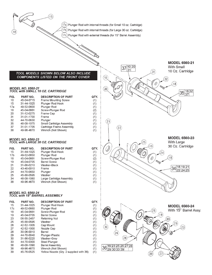 Milwaukee 6560-23 282b Parts - Cordless Caulk Gun