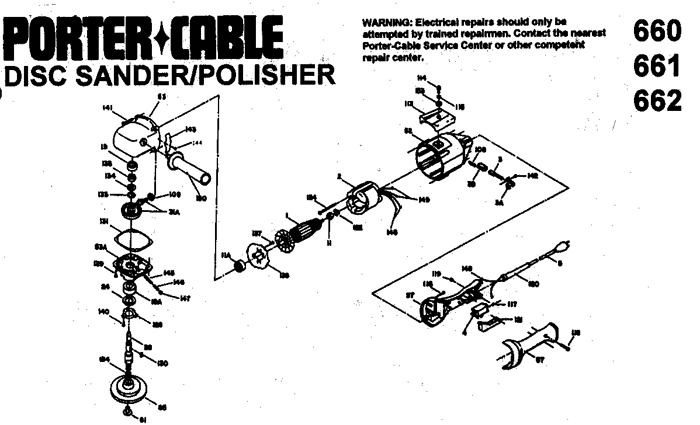 Porter Cable 662 Disc Sander / Polisher Parts (Type 1)