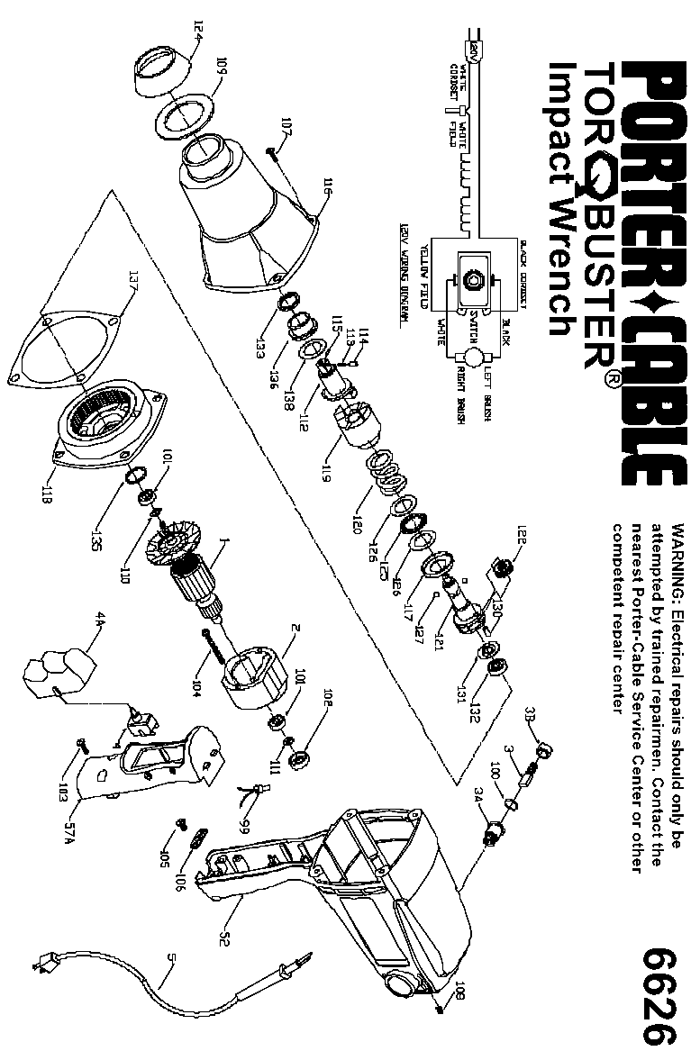 Porter-Cable 6626 Torqbuster Impact Wrench Parts