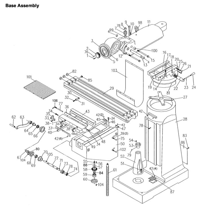 Jet 690098_JTM4VS Turret Mill Parts