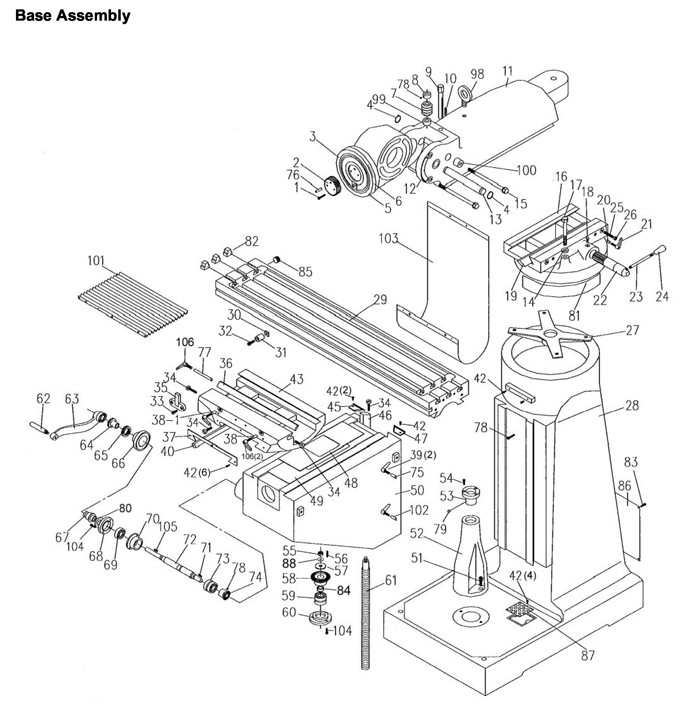 Jet 690107_JTM4VS Turret Mill Parts