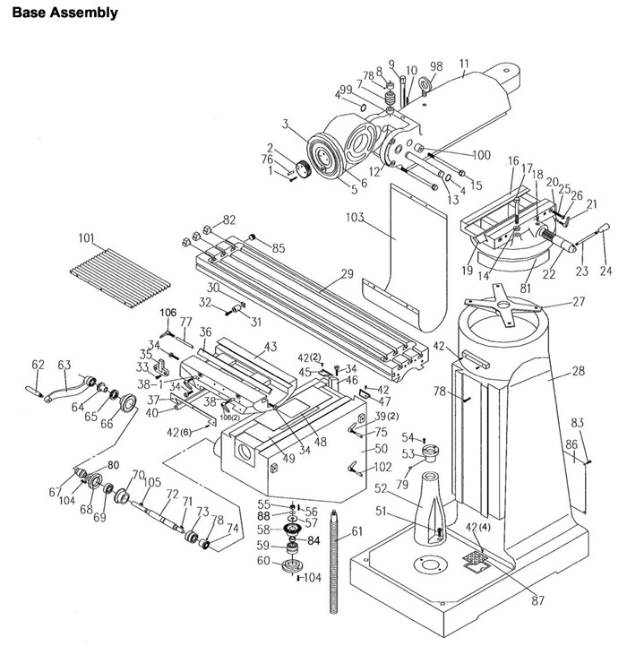 Jet 690180_JTM-4VS Turret Mill Parts