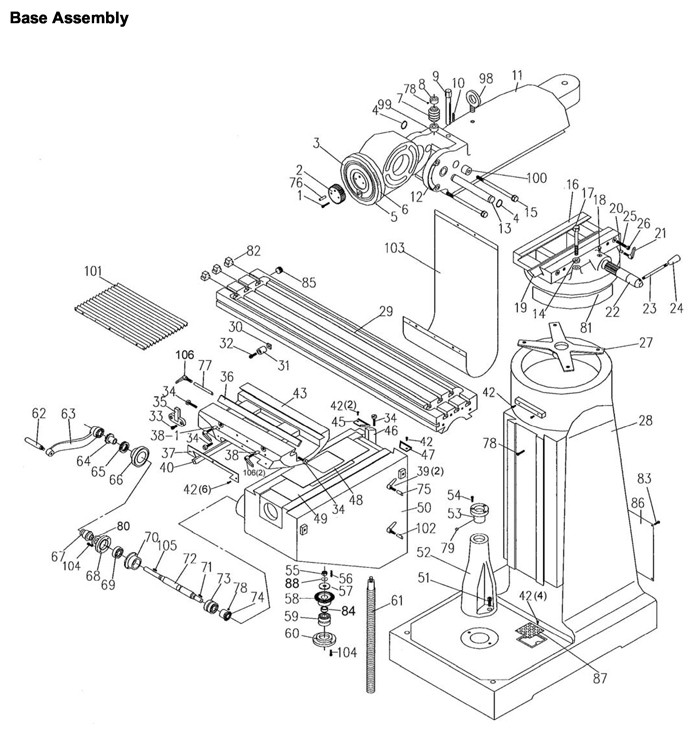 Jet 690183_JTM-4VS Turret Mill Parts