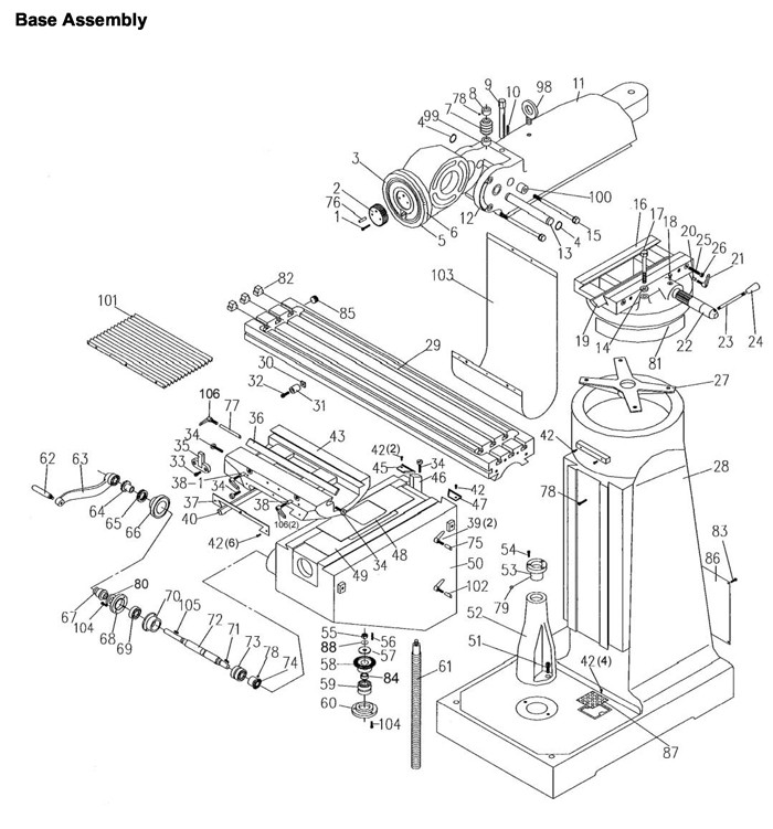 Jet 690918_JTM-4VS Turret Mill Parts