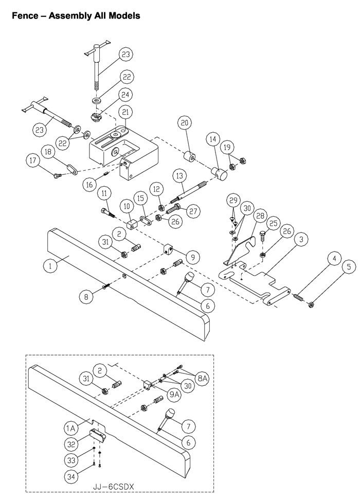 Jet 708466DXK_JJ-6HHDX Jointer Parts