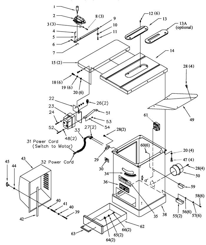 Jet 708675PK_XACTA XACTA Table Saw Parts