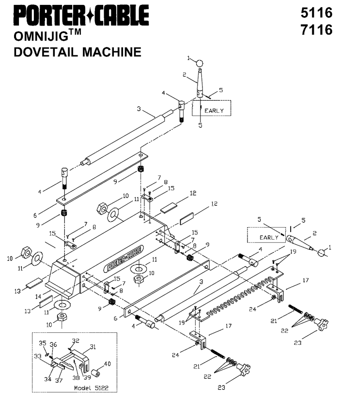 Porter Cable 7116 Router Parts