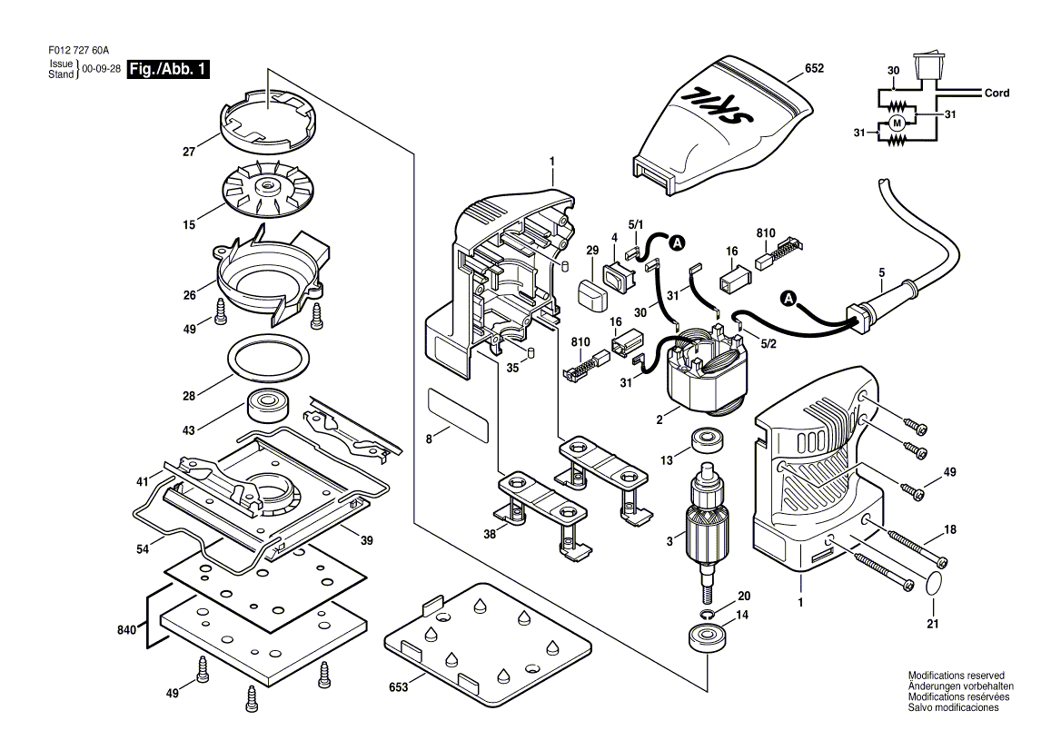 Skil 7276 f012727600 Parts - Orbital Sander