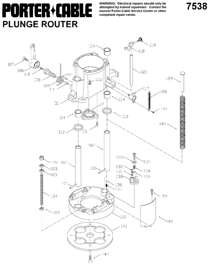 Porter Cable 7538 Router Parts (Type 2)