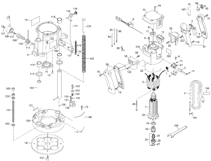 Porter Cable 7538 Router Parts (Type 5)