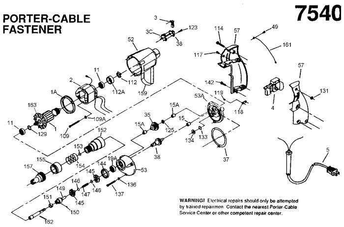 Porter Cable 7540 Screwdriver Parts  (Type 2)