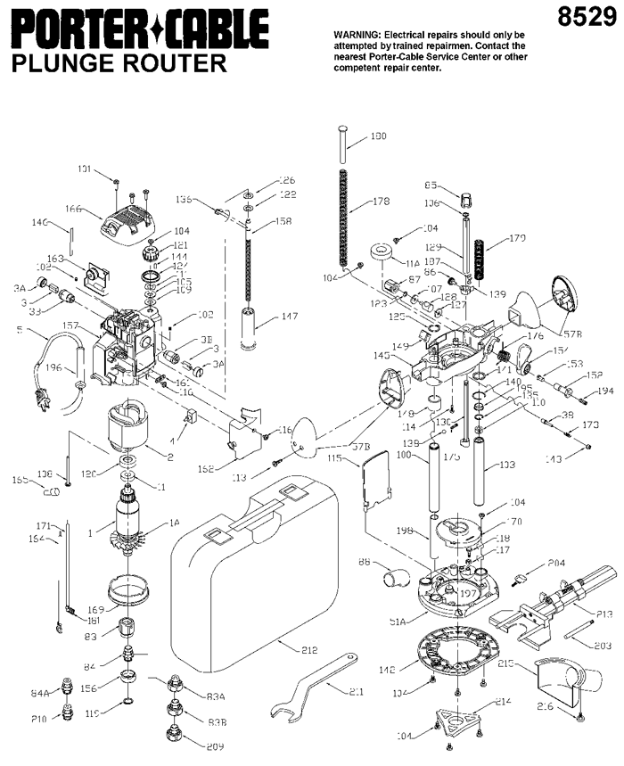 Porter Cable 8529 Router Parts (Type 2)