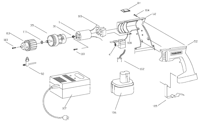 Porter Cable J-854 Cordless 12V Drill Parts