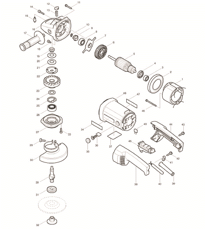 Makita 9047l Parts - Angle Grinder