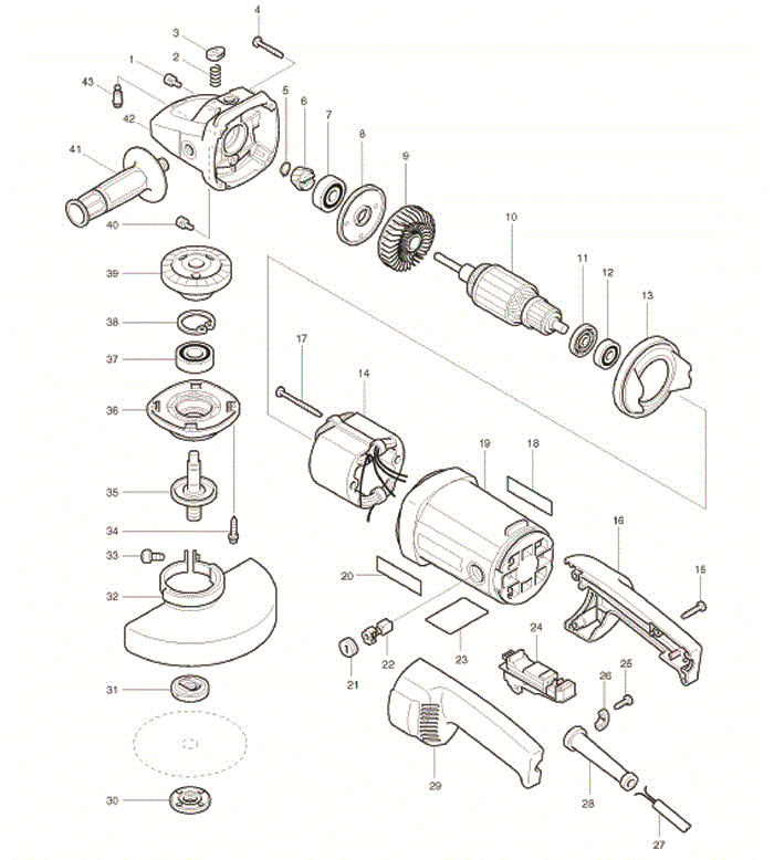 Makita 9067s Parts - Grinder