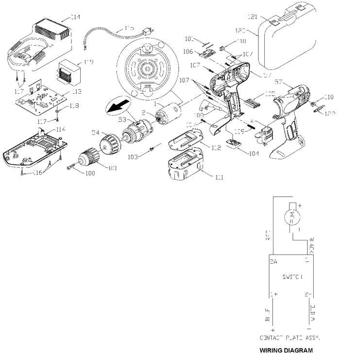 Porter Cable 9826 Cordless 19.2V Drill Parts