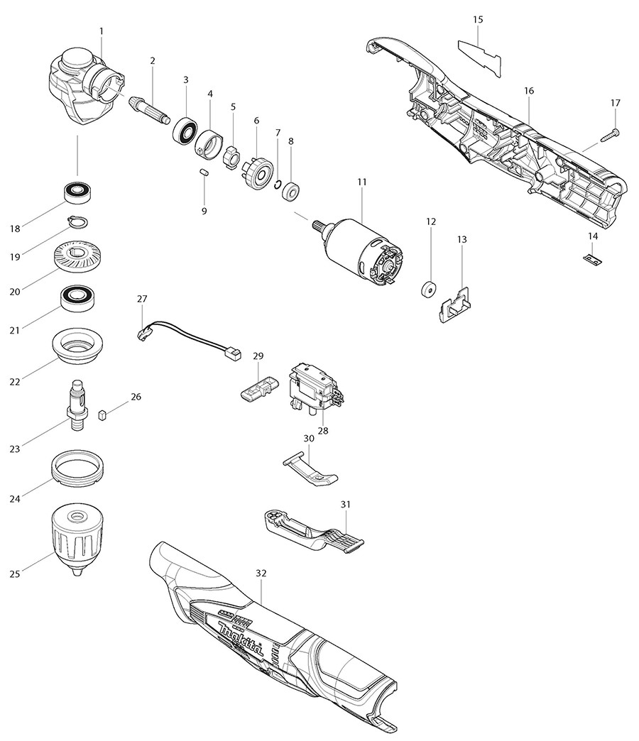 AD02ZW Makita Driver Drill Parts