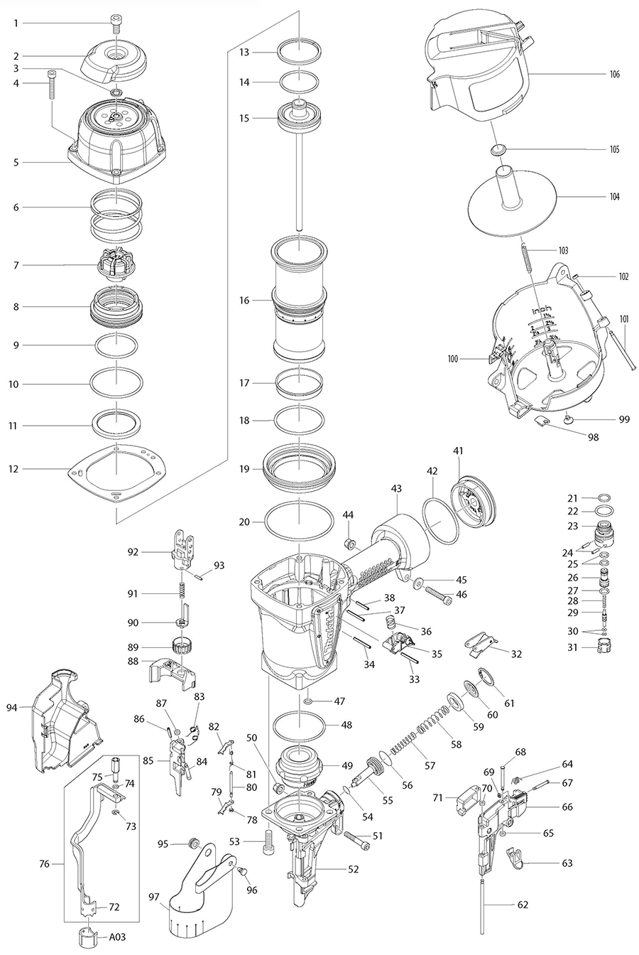 AN902 Makita Nailer Parts