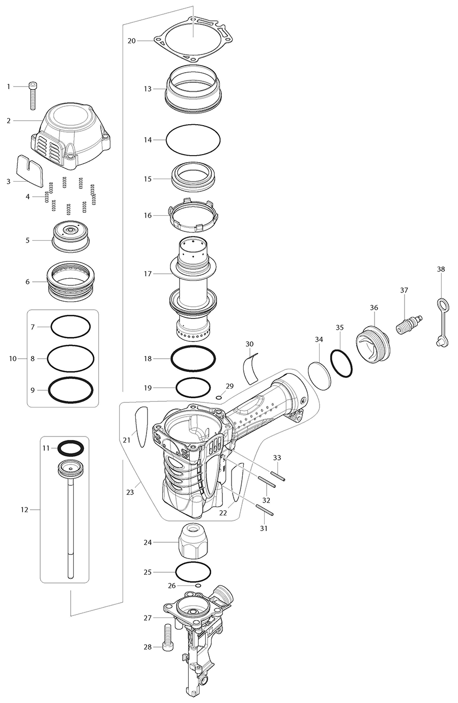 AN930H Makita Nailer Parts