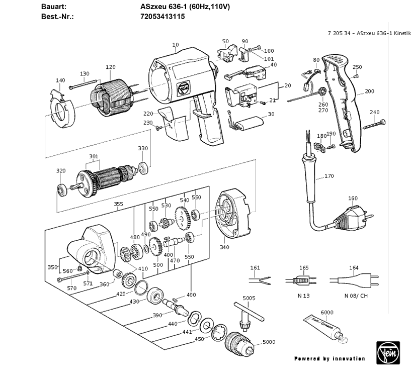 Fein ASZXEU-636-1 72053413115 Parts - Rotary Drill