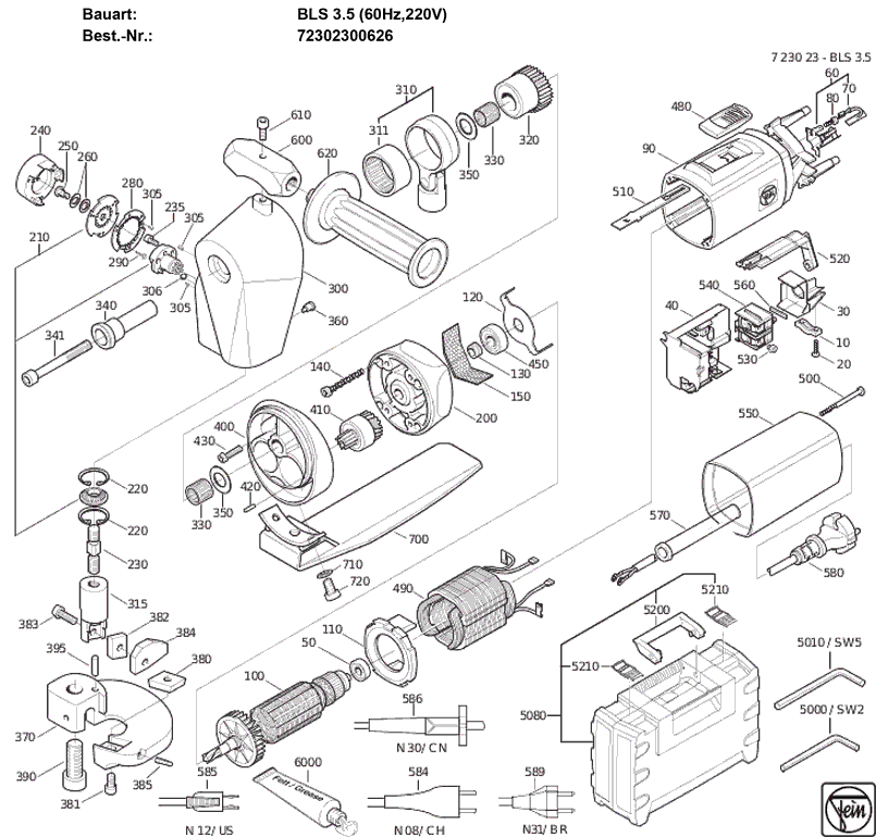 Fein BLS35 72302300626 Parts - Shear