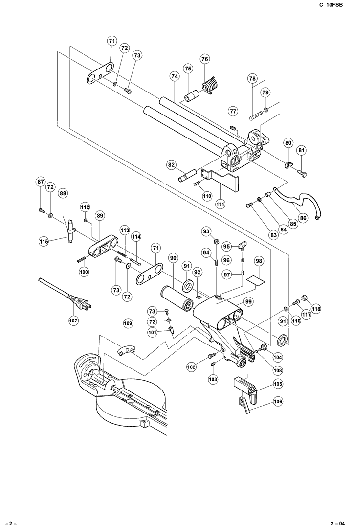 Hitachi C10FSB Parts - Slide Compound Miter saw