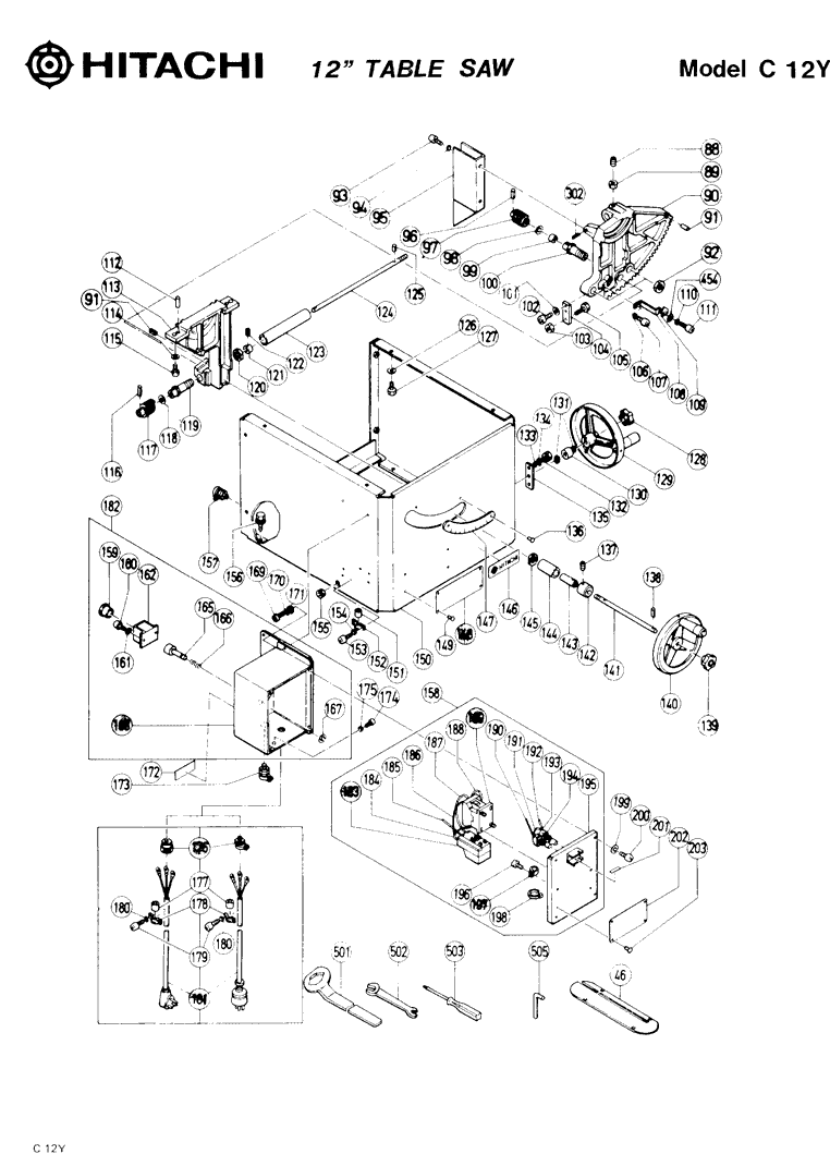Hitachi C12Y Parts - 12" Table Saw