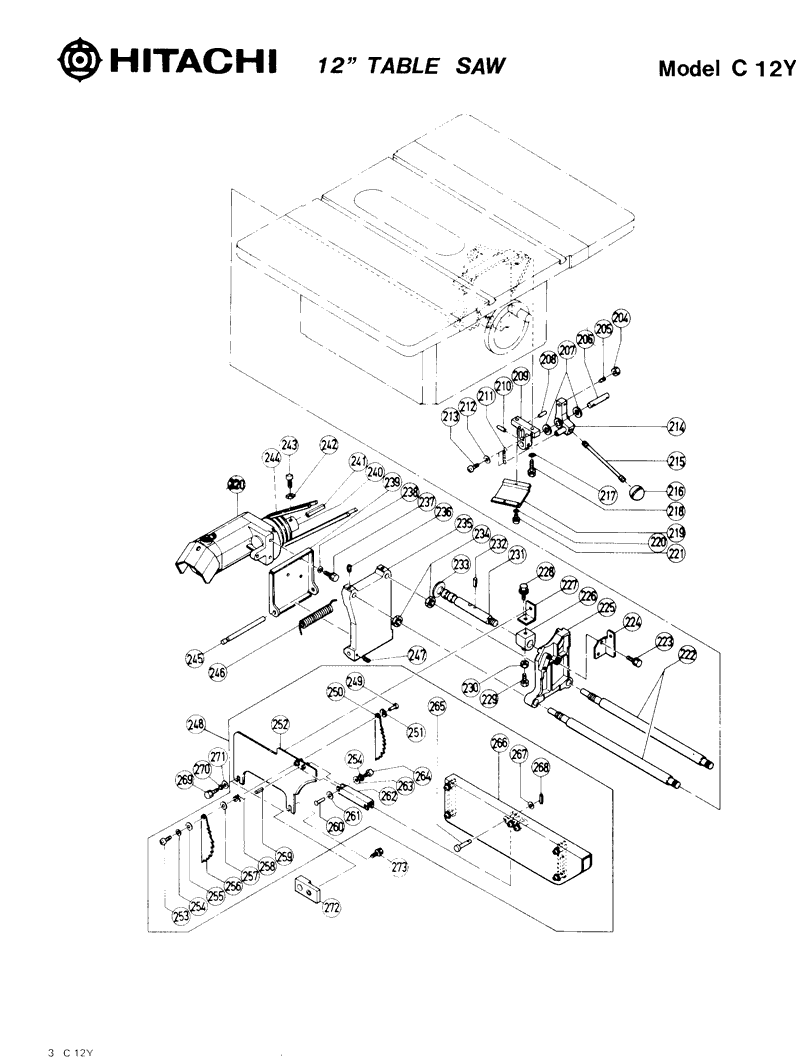 Hitachi C12Y Parts - 12" Table Saw