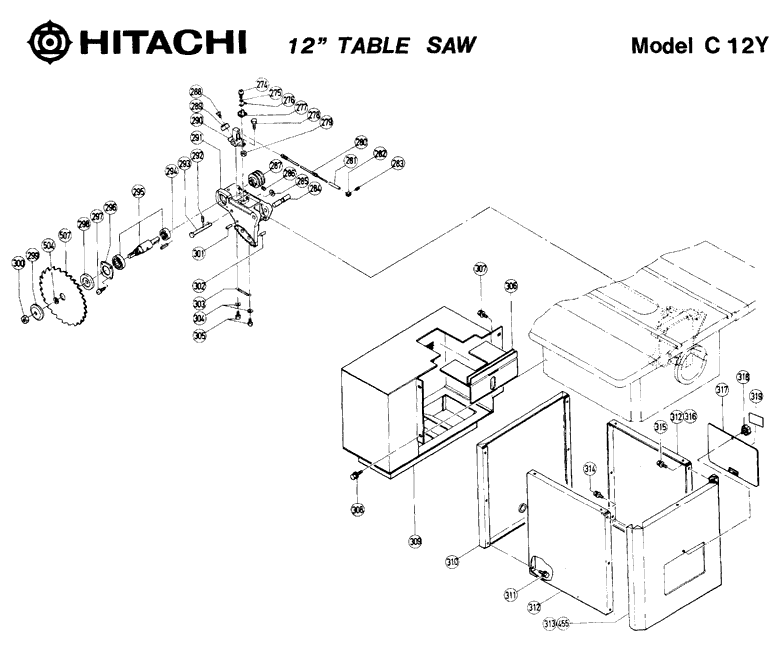 Hitachi C12Y Parts - 12" Table Saw