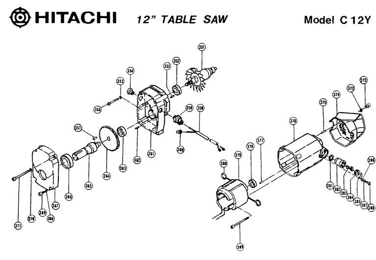 Hitachi C12Y Parts - 12" Table Saw