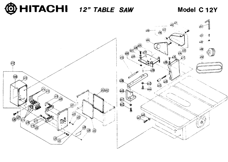 Hitachi C12Y Parts - 12" Table Saw