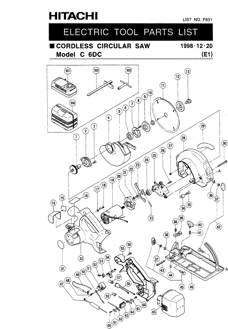 Hitachi C6DC Parts - Circular Saw