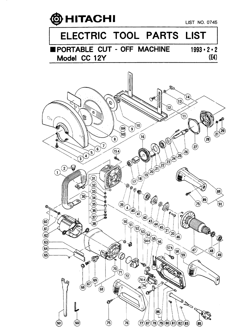 Hitachi CC12Y Parts - Cut-Off Machine