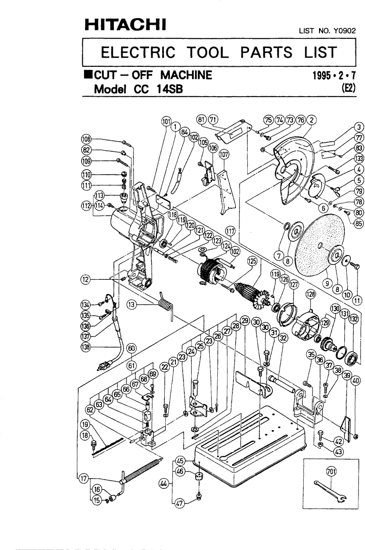 Hitachi CC14SB Parts - Cut-Off Machine