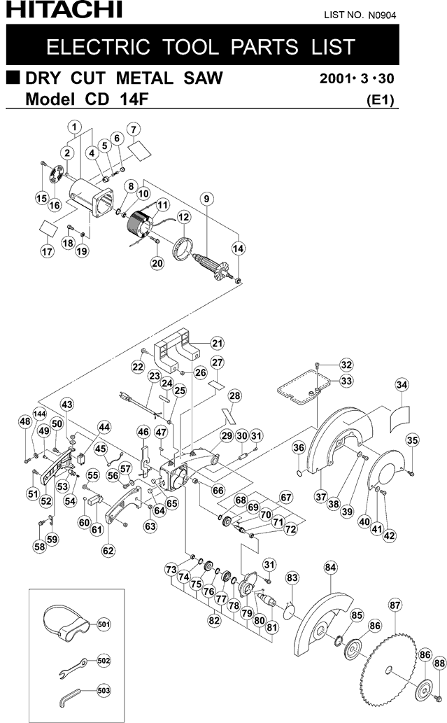 Hitachi CD14F Parts - Cut-Off Machine