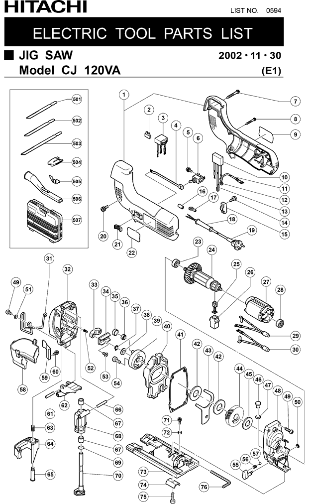 Hitachi CJ120VA Parts - Jig Saw