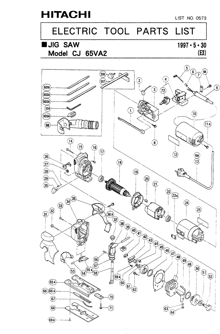 Hitachi CJ65VA2 Parts - Jig Saw