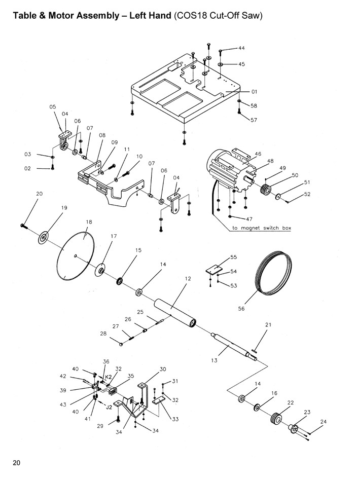 Powermatic COS18 Cut Off Saw Parts