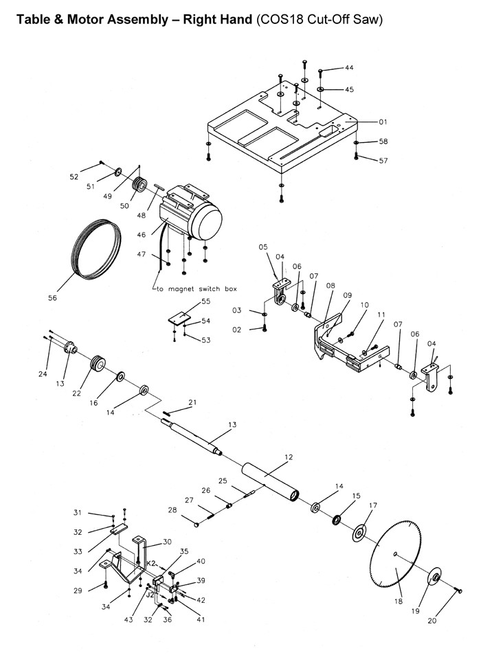 Powermatic COS18 Cut Off Saw Parts